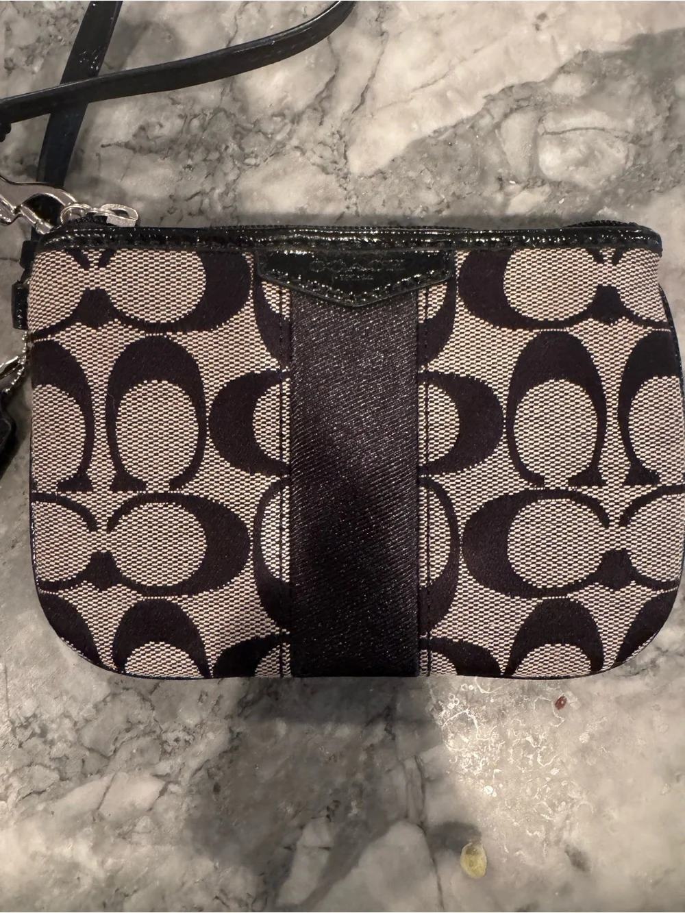 Coach Signature Black/Khaki Wristlet Pouch